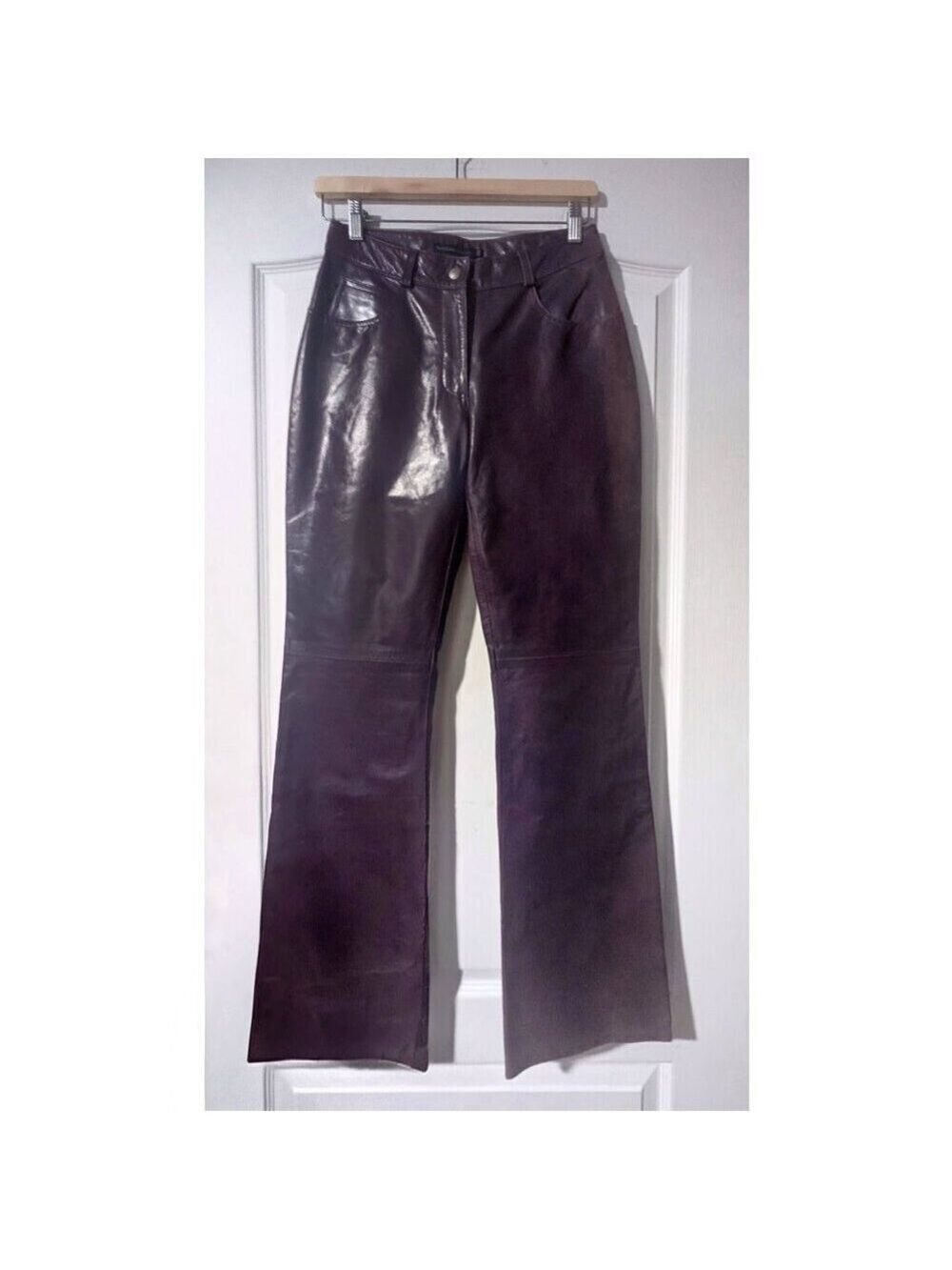 Rudsak | Women’s Bootcut Leather Pants In Eggplant With Faded Finish